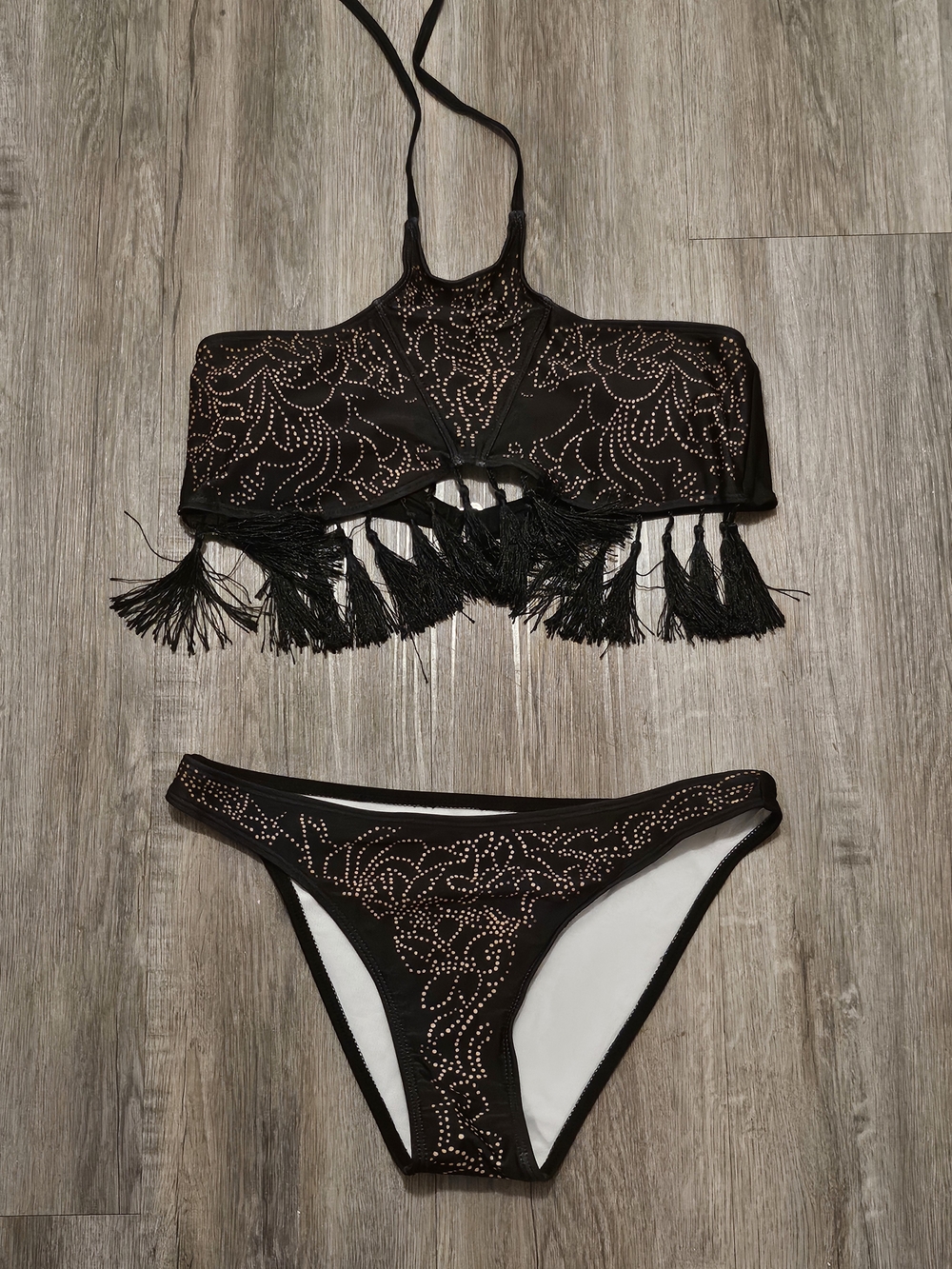 Women’s Black Tassel Bikini Set